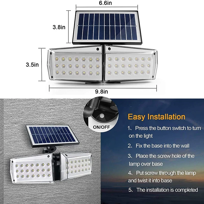 

Solar Motion Sensor Wide Illumination Outdoor Light Waterproof Security Floodlight Solar Energy Detects Porch Yard