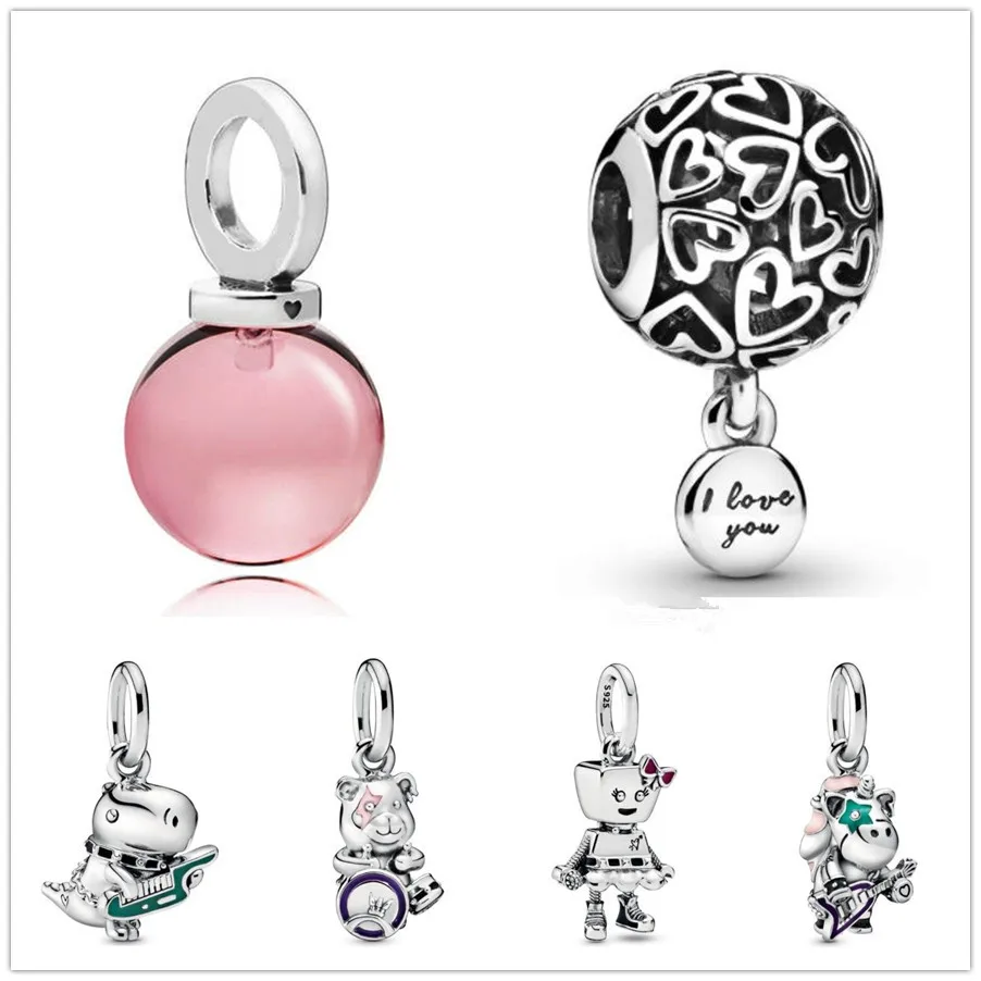 

Authentic 925 Sterling Silver Red Enamel Bella Bot Punk Band Pendant Charm Bead Fit Pandora Bracelet & Necklace Jewelry