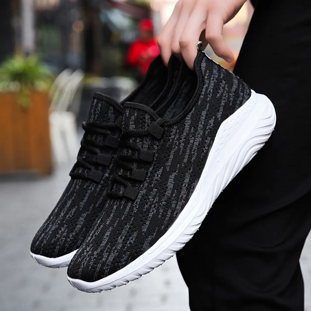 Кроссовки мужские на шнуровке Вулканизированная подошва сетчатые дышащие