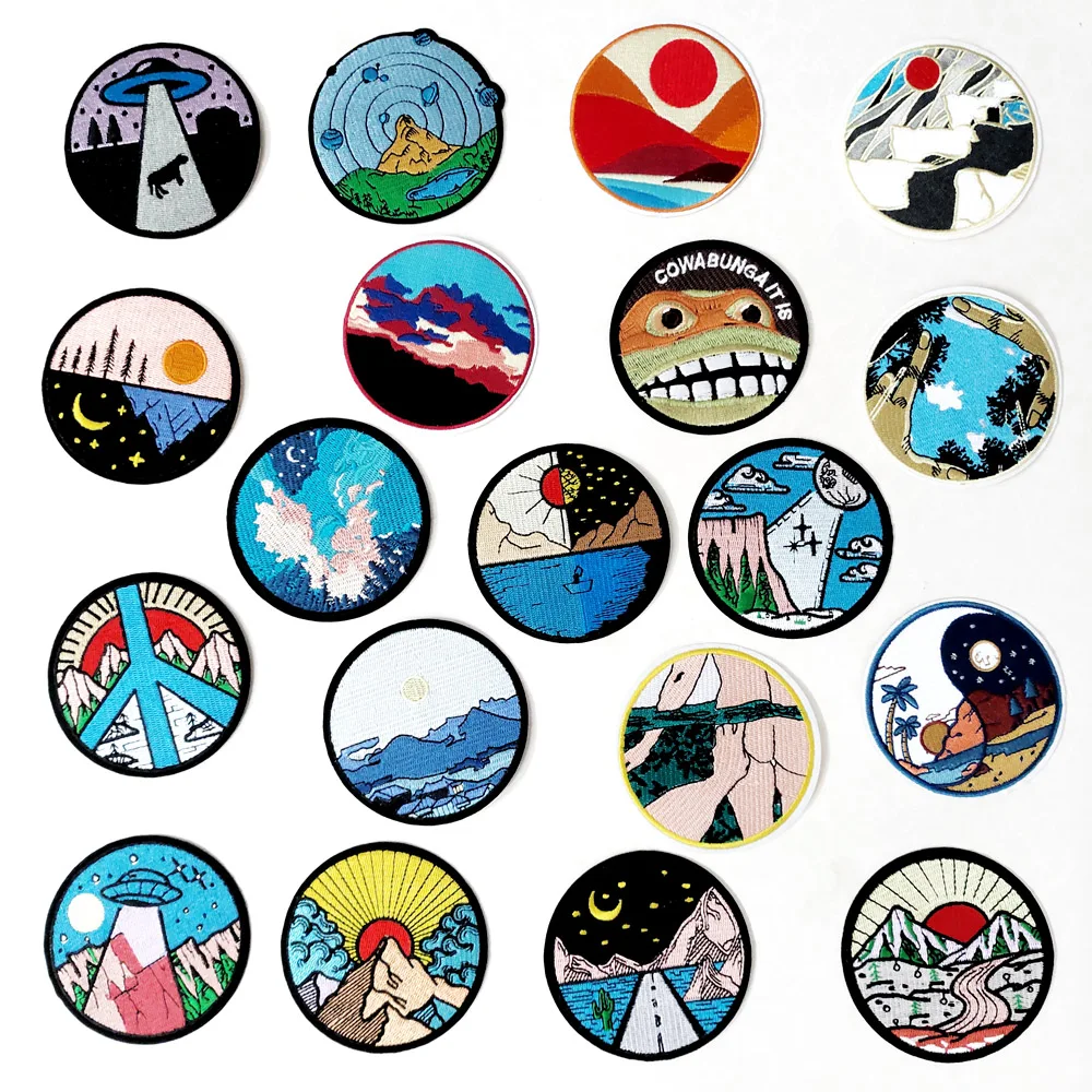 Пейзаж облакообразный натуральный утюжок нашивки ткань украшение для одежды