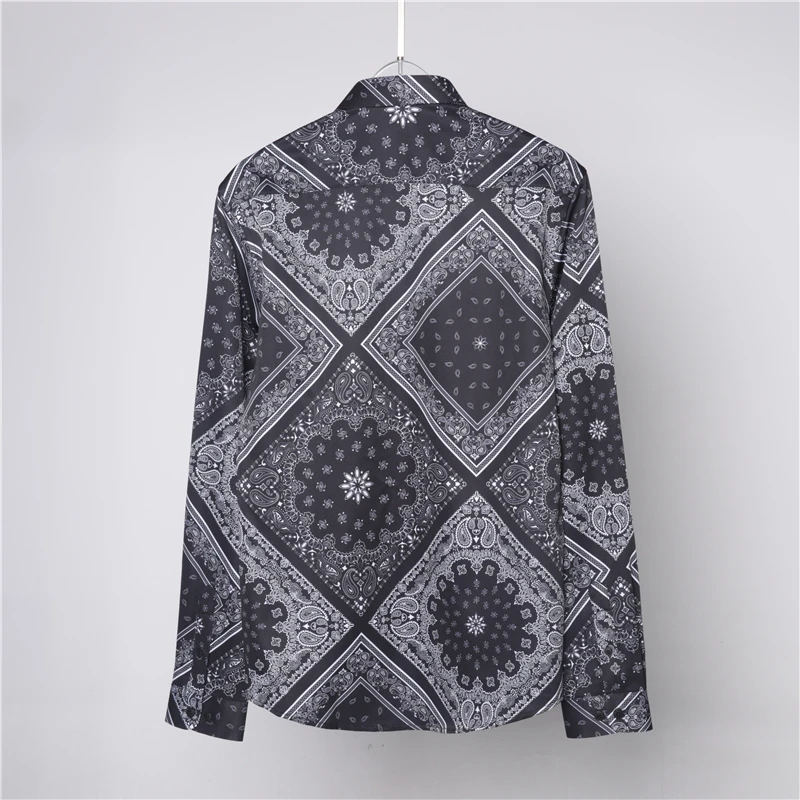 

Vintage hair stylist British flower shirt male yuppie han version of the casual trim print shirt style