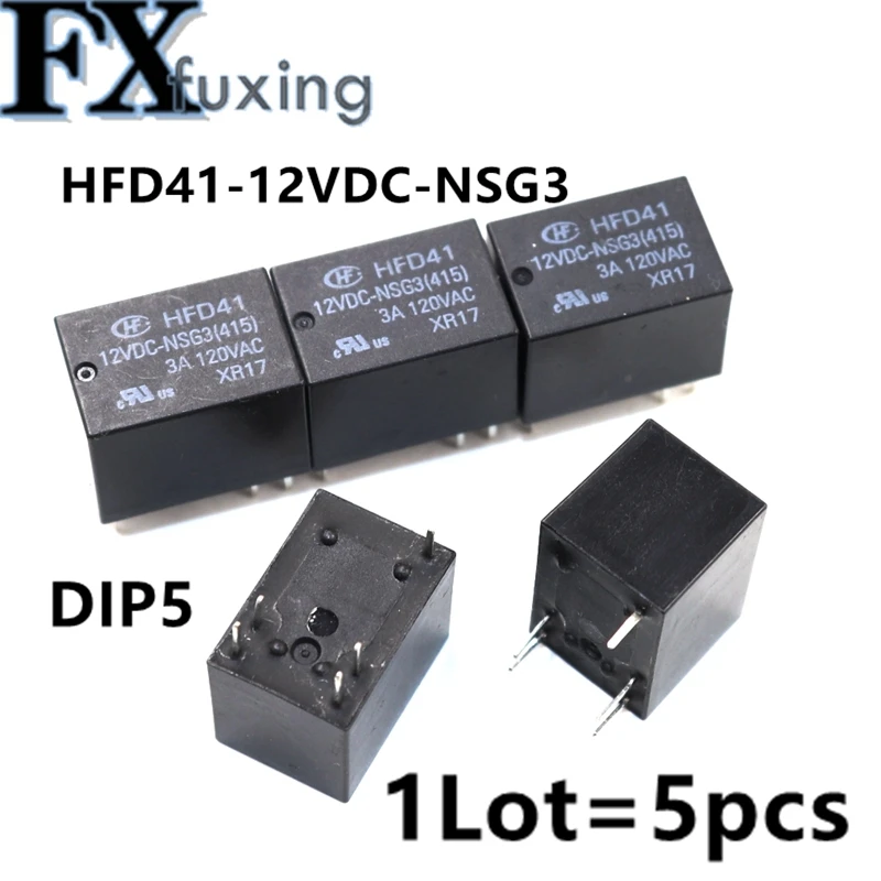 Реле HFD41 HFD41-12VDC 3A 120VAC XR17 HF, новинка, Лидер продаж, реле DIP5 12 В с позолоченной пластиковой оболочкой, 360 МВт, 5 шт.