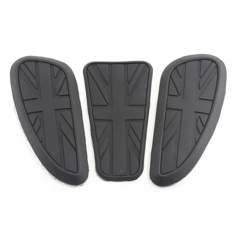 

For Triumph Retro Motorcycle Cafe Racer Gas Fuel Tank Protector Sheath Knee Tank Pad Grip Decal for T120 T100 Black 3Pcs