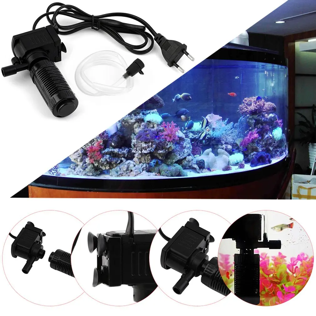 

3 In 1 Portable Aquarium Internal Filter Multi-Functional Water Pump For Fish Tank 220-240V Submersible Filter EU Plug Sale