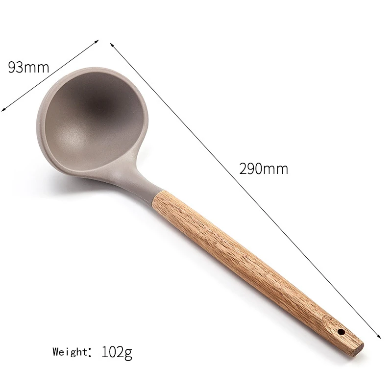 Набор силиконовой кухонной посуды с деревянной ручкой бытовая антипригарная