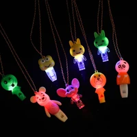 30pcs cartoon led flashing whistle necklace pendants children cute lighted glow toys gift birthday rave glow party supplies