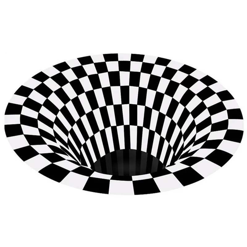 3D коврик с эффектом ловушки без дна вентиляционными отверстиями круглая черная