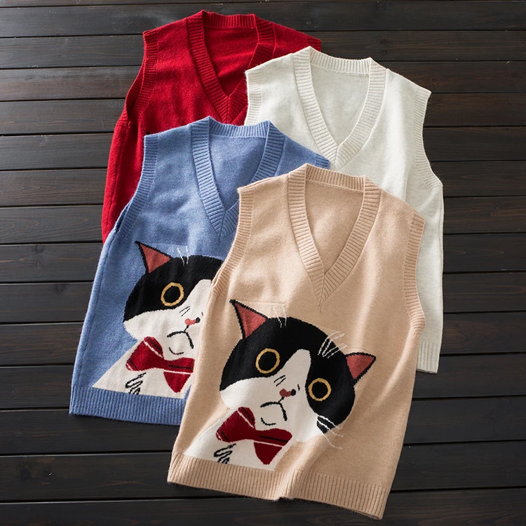 Женский трикотажный жилет с V-образным вырезом без рукавов |