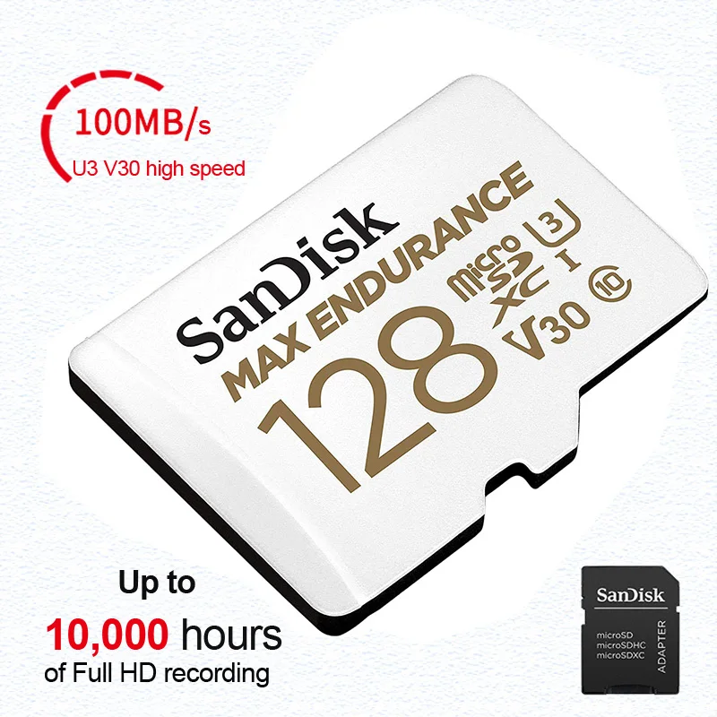 Sandisk High Endurance Microsd 64GB 32GB Memory Card Adapter Class 10 Micro SD Memory Card For 4K Video Action Cameras or Drones