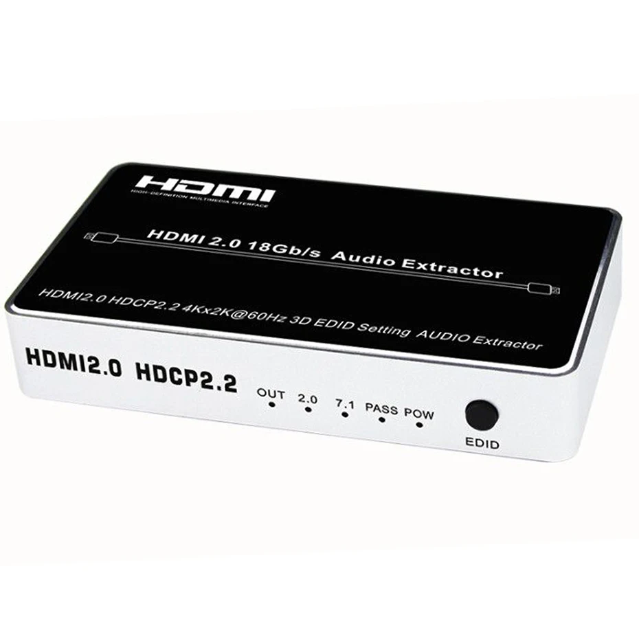 HDMI 2,0 аудио экстрактор 7.1Ch 4K 60Hz HDMI коммутатор аудио сплиттер 1X1 HDMI 5.1Ch аудио экстрактор сепаратор HDMI toslink аудио