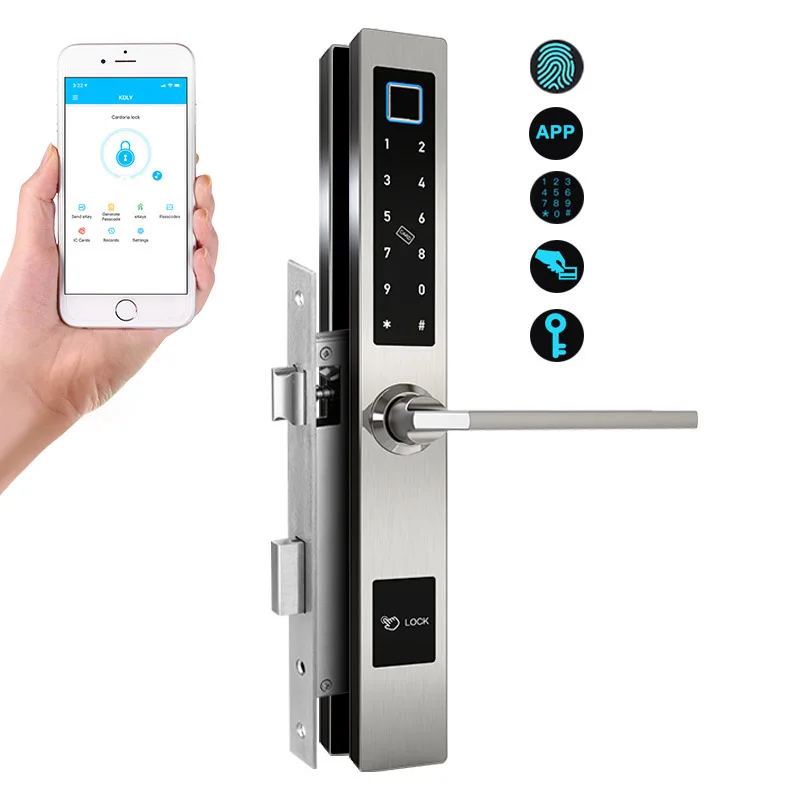 Раздвижной дверной замок отпечатков пальцев Bluetooth APP перевод с идентификацией