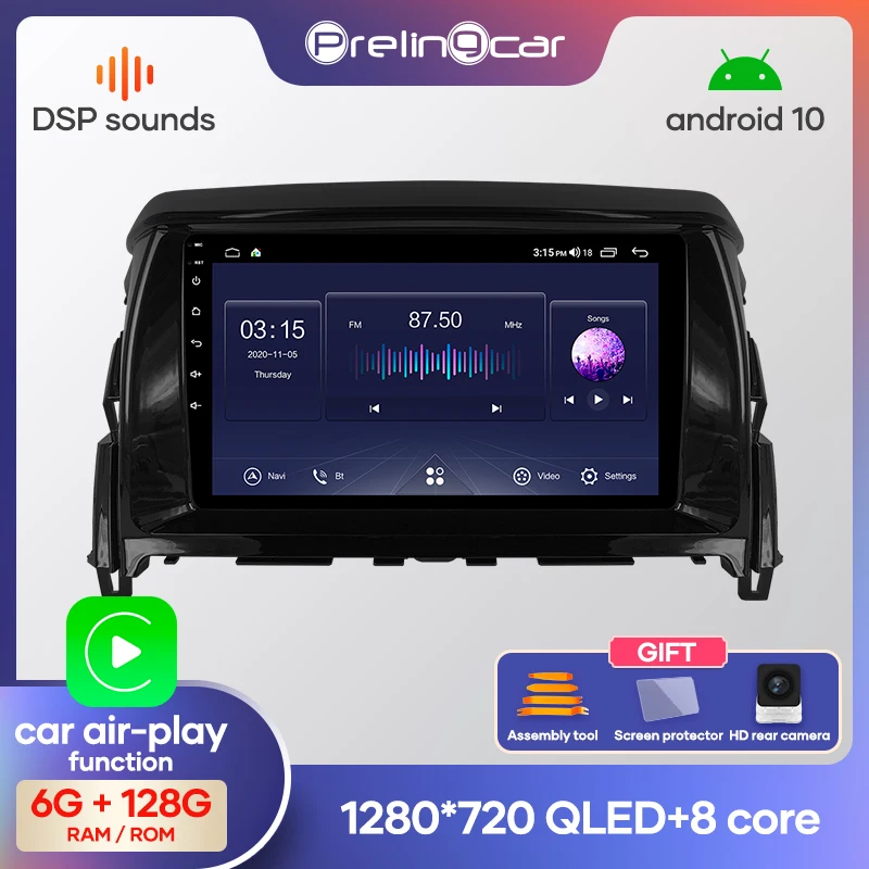 Prelingcar Android 10.0 NO 2 din DVD Car Radio Multimedia Video Player GPS Navigation For MITSUBISHI ECLIPSE 2018 Octa-Core DSP