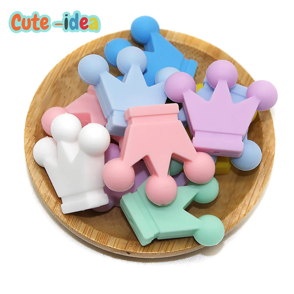 Милый идея маленькая корона силиконов бусов 20 штук ребенка режутся зубы игрушки