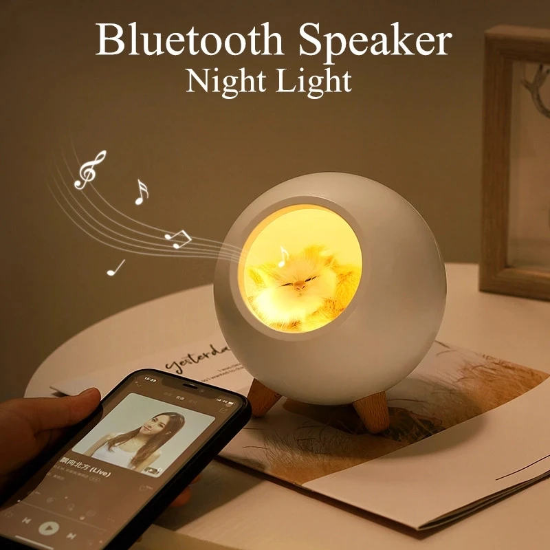 Cute Cat House Bluetooth Speaker Night Light Touch Dimming LED Baby Kids Bedside Sleep Lamps Bedroom Home Decor Holiday Gift | Лампы и