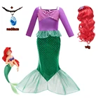 Косплей-костюм принцессы Русалочки на Хэллоуин 2022, нарядное платье для девочки, детское платье с блестками, праздничный костюм для вечеринки с хвостом русалки