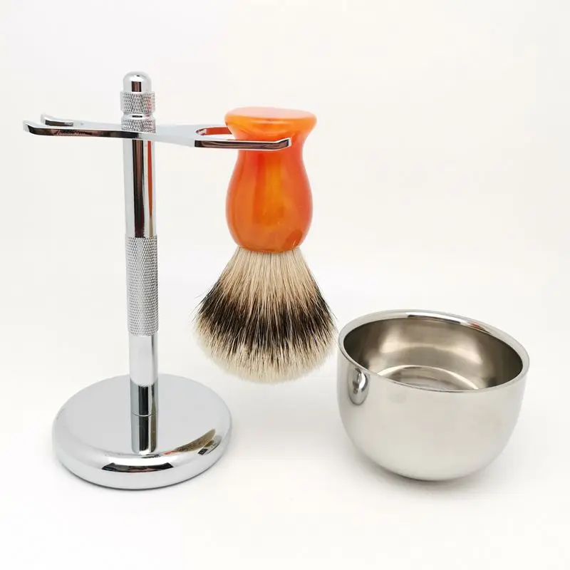 TEYO Shaving Brush Set Include Shaving Bowl Stand Super Silvertip Badger Hair Brush
