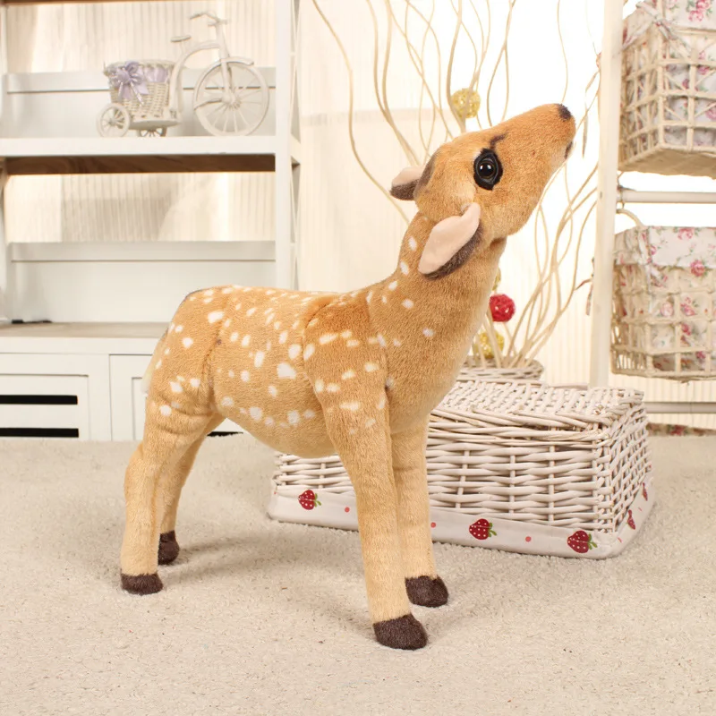 

40cm Lovely Standing elk giraffe Sika deer Simulated Animals model Kid mount Christmas decoration Stuff Plush Children toys gift