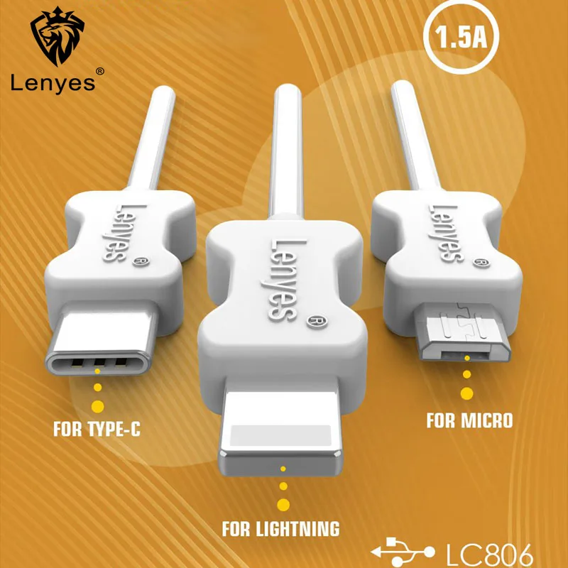 Lenyes ПВХ зарядный кабель 100 см 1.5A type C IOS USB Micro V8 для samsung S8 S9 S10 Note 10 Кабели мобильных