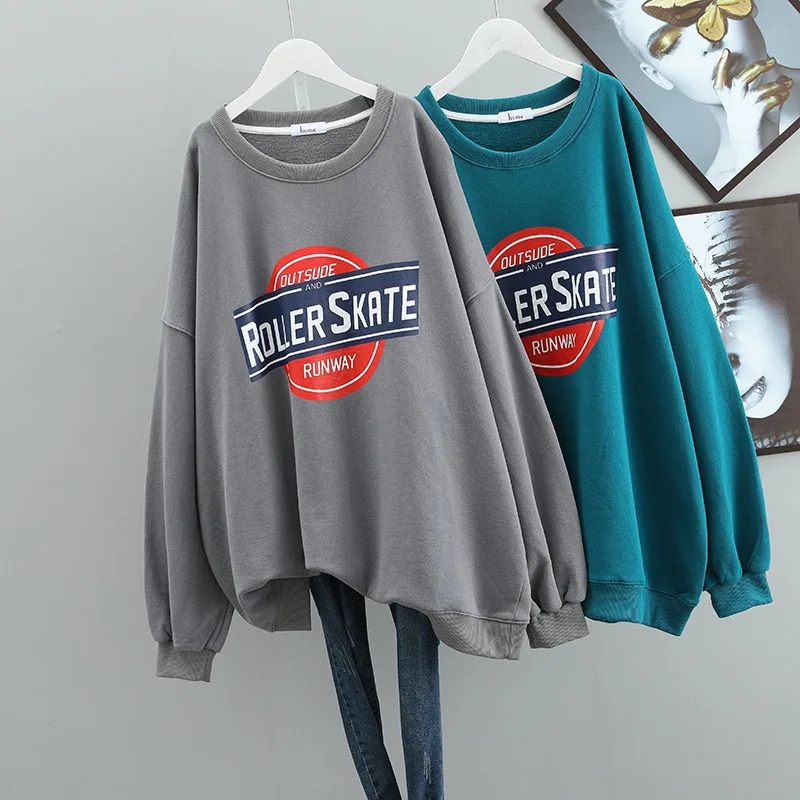 

Новинка весна-осень 2022 свободный простой серый свитер в Корейском стиле универсальные повседневные женские топы с надписью в ленивом стиле...