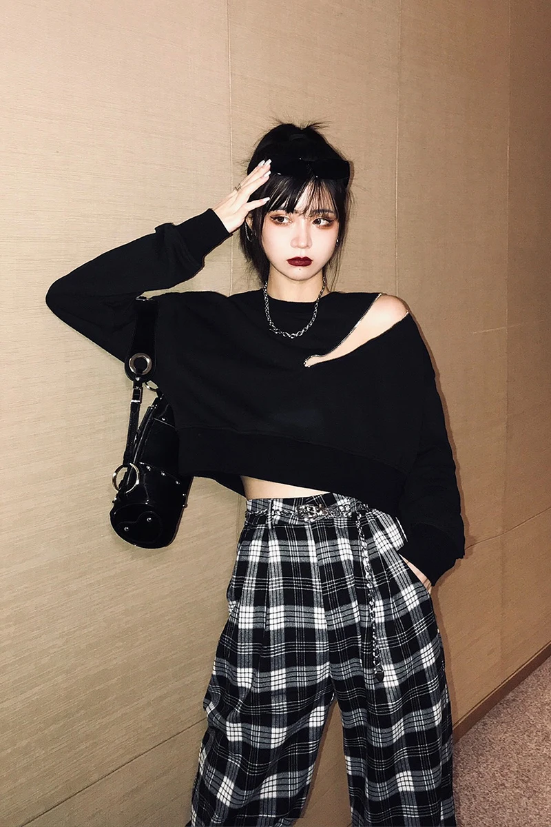 

Fashion Aesthetic Sweatshirt Korean Style Crewneck Hip Hop Pullover Long Sleeve Sweatshirt Sudadera Mujer Women's Clothing DB60W