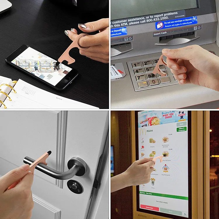 

25pcs 4colors Anti Contact Door Opener No Touch Key Door Opener Key Chain Non-contact Door Handle Elevator Artifact Keychain