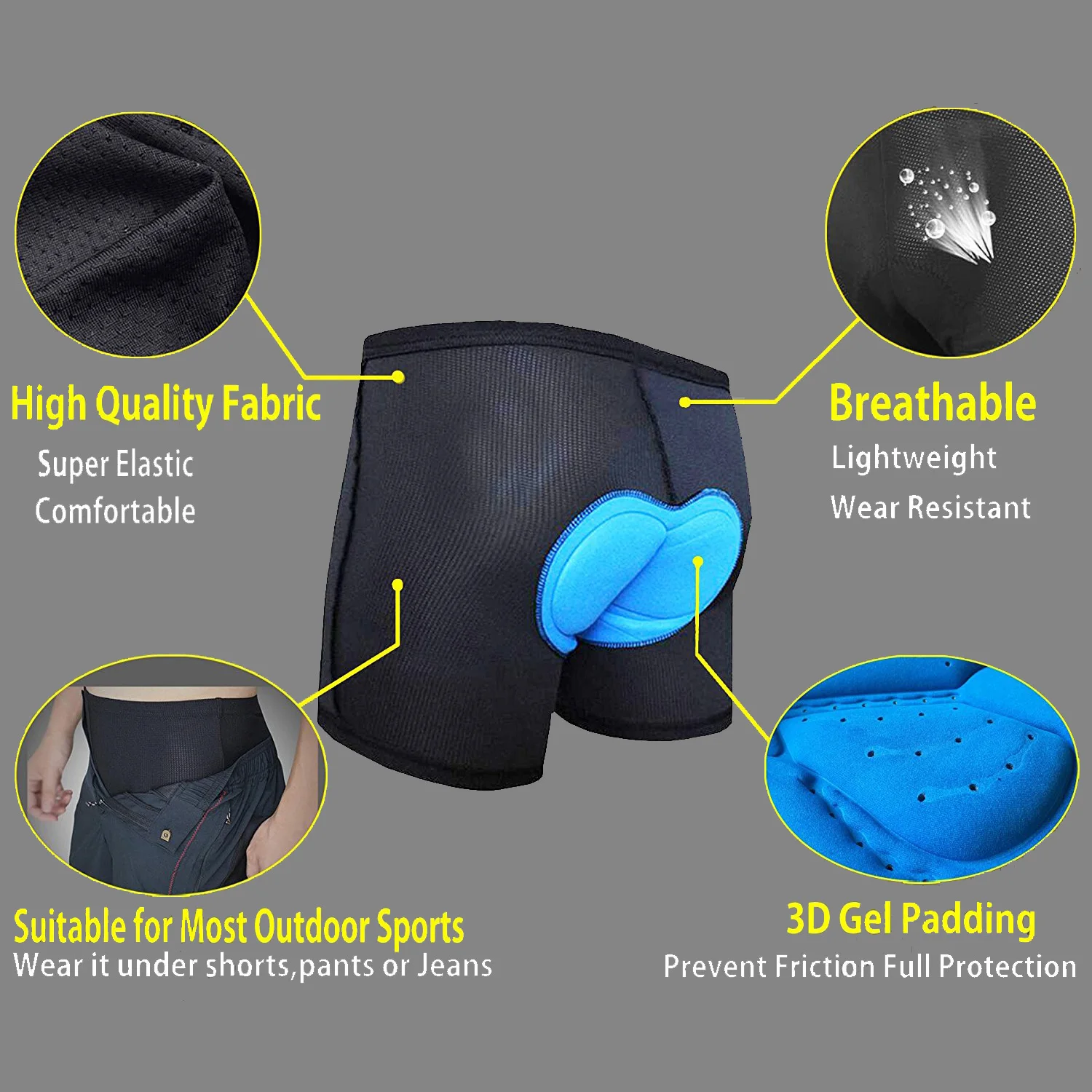 Велосипедные шорты унисекс удобное однотонное нижнее белье для косплея гелевые