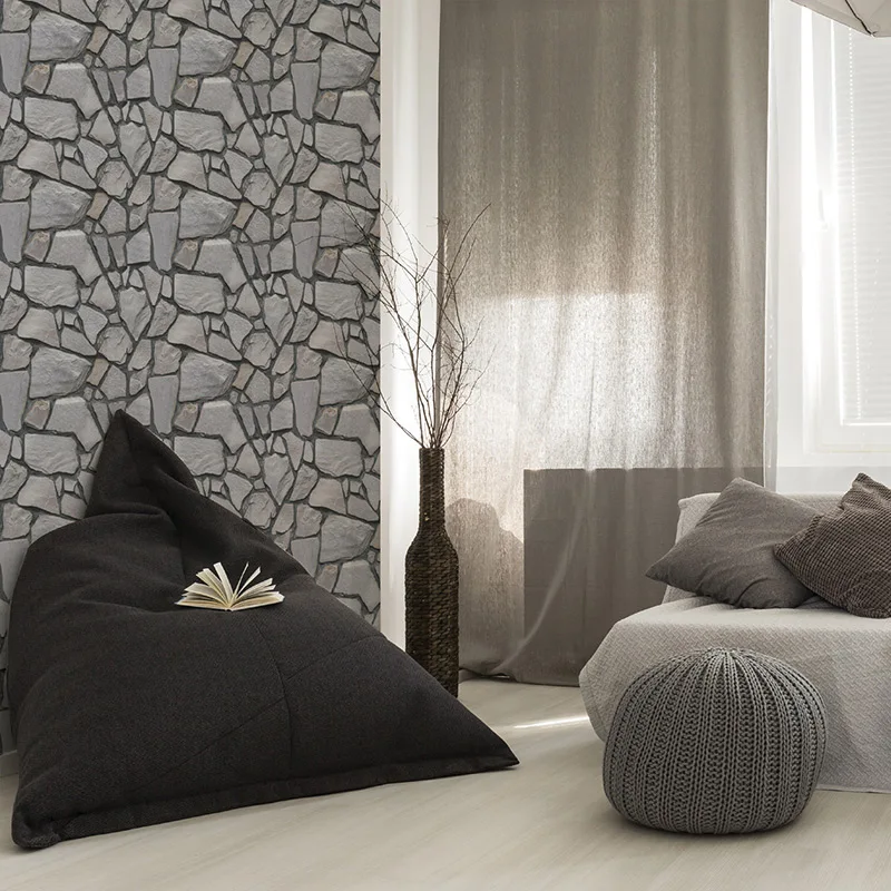 Настенная бумага из искусственного рустикального кирпича с роликовыми камнями