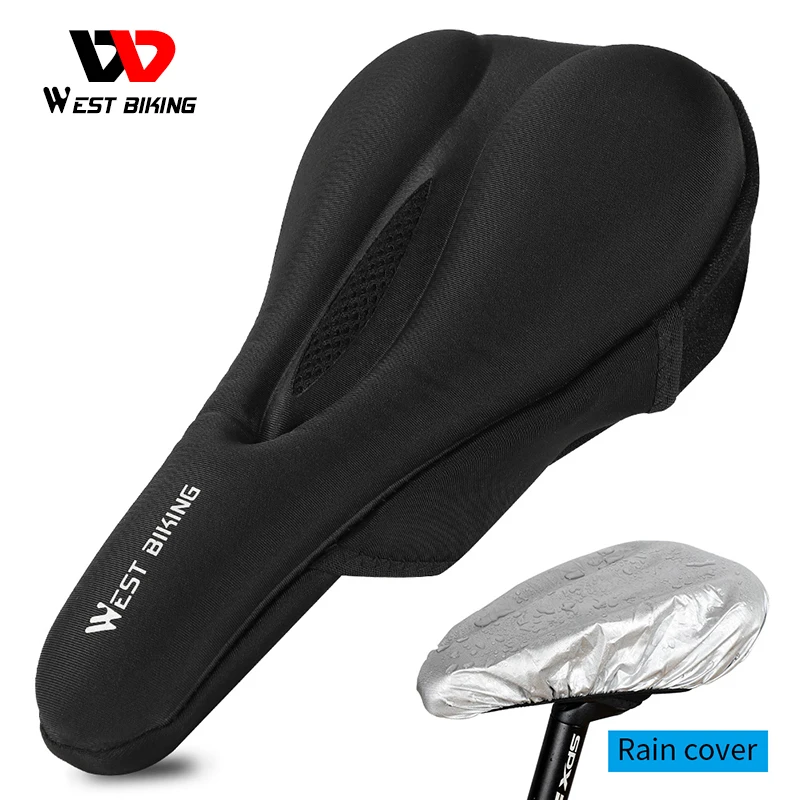 

WEST BIKING Silicone Gel Bike Saddle Cover Comfort Soft MTB Road Bike Seat Anti-slip Shockproof Cycling Cushion With Rain Cover