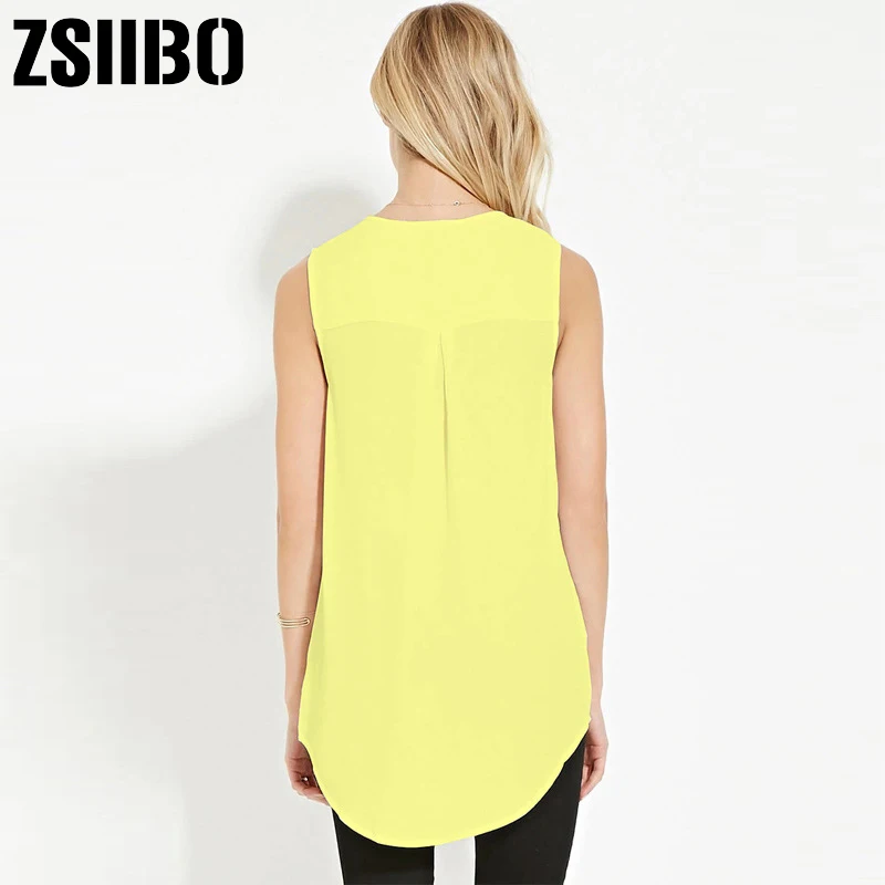 Женская блузка без рукавов с глубоким v образным вырезом Повседневная однотонная