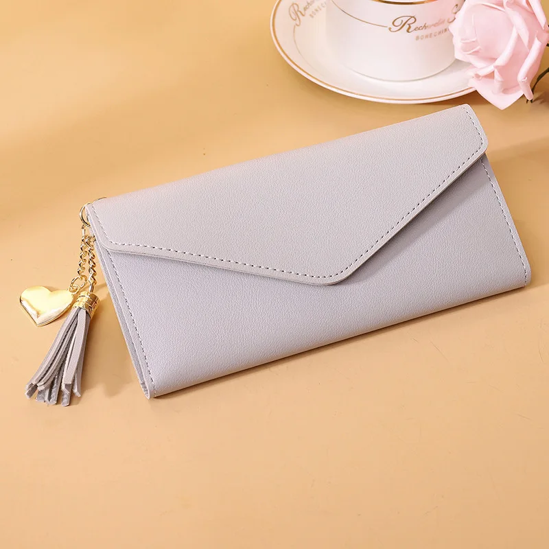 long grey Женский мини маленький короткий кошелек для женщин Женский модный кошелек женский тонкий клатч держатель для карт Cartera Mujer Portomonee - Цвет: long grey