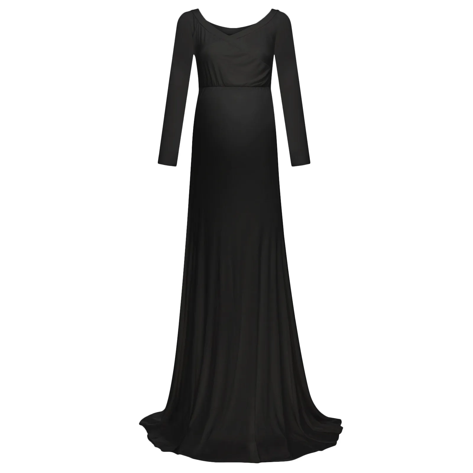 

Fashions Sexy Pregnant Womens Photography Props Off The Shoulders V-Neck Hem Split Tail Tail Jumpsuit Long Dress Photography Dre
