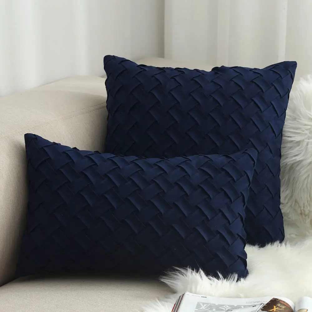 

2pcs Pillow Cover 30*50 Blue Green Style Suede Velvet Woven Cushion Cover 45*45 Pillowcase Decorations For Home House Sofa