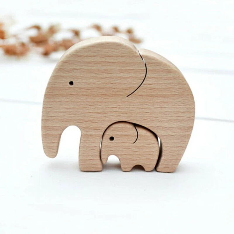 

Creative Mother's Day Birthday Gift Elephant Mother And Her Child Wooden Craft Decorations For Great Mother