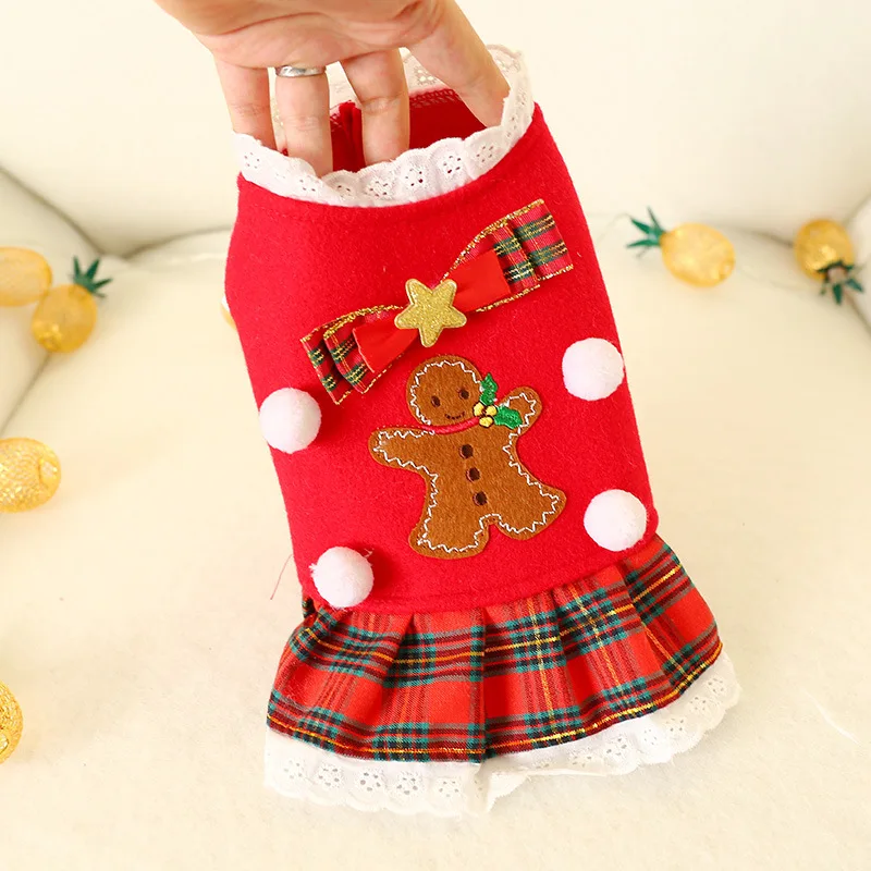 Рождественское пальто для собаки зимний теплый красный имбирный хлеб Мужской