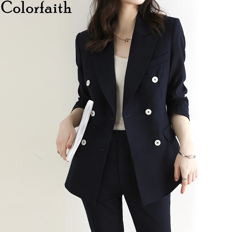 

Colorfaith 2020 Новые осенне-зимние женские комплекты из 2 предметов, подходящие по щиколотку брюки с высокой талией, элегантный офисный женский ко...