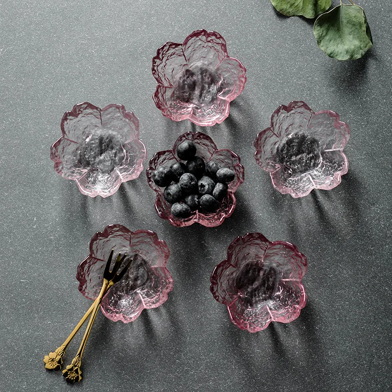 Небольшой Стекло блюдо японский Стиль в виде розового цветка чаша для закусок