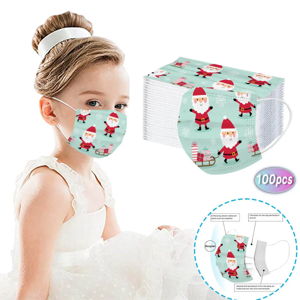 

Disposable Unisex Printed Christmas Soft Masks For Children 3-Layer Masks Fabric Adult Mouth Mascarillas Breathing Masque