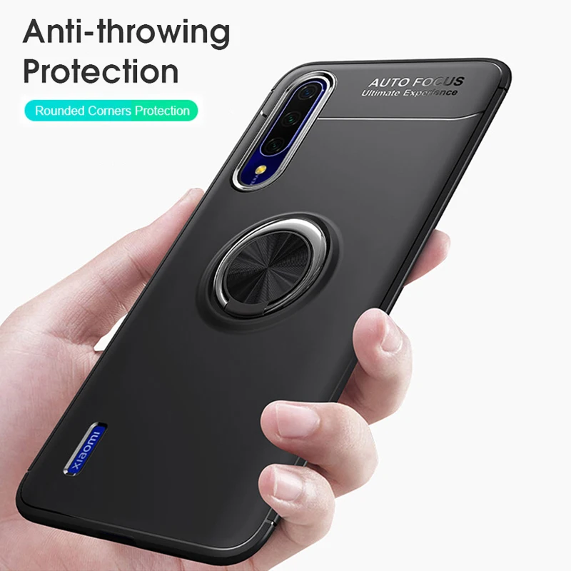 

360 Ring Case For Mia3 Xiaomi A3 Magnetic Stand Holder Cover Xiomi-Mi-A3 Shockproof Bumper Cases Mia 3/A 3 Xiomi cc9e Silicone