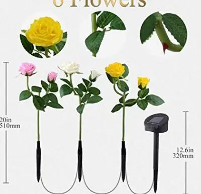 

Solar energy 6 LED rose lamp one drag three solar garden decorative lamp LED lawn lamp solar outdoor light solar garden light