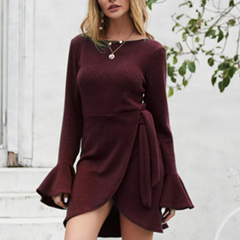 Fadzeco 2019 осень и зима новый женский свитер сексуальное однотонное платье | Женская