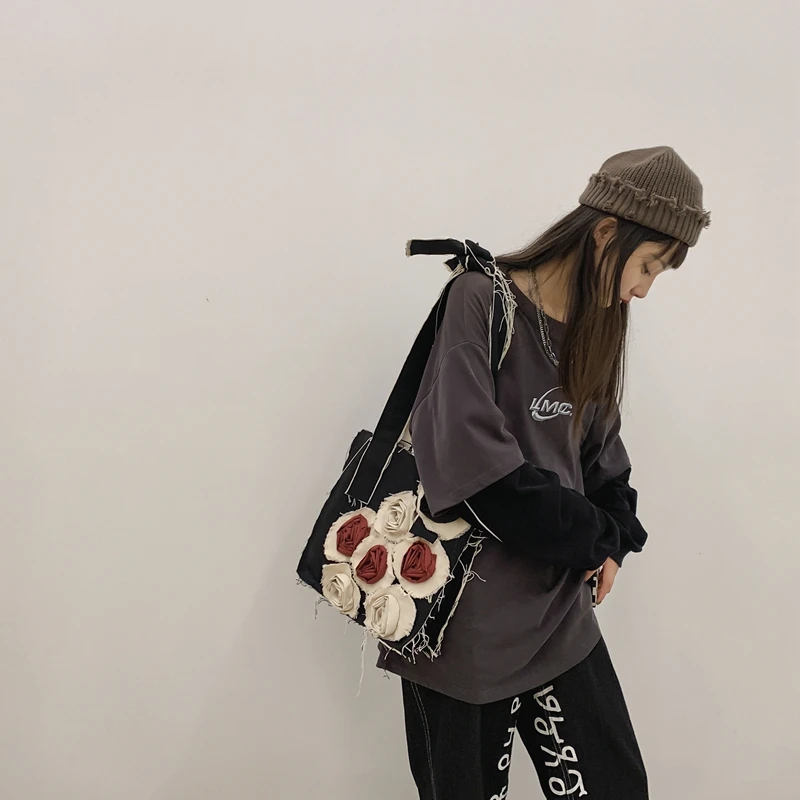 Сумка женская холщовая с цветочным принтом 2021 | Багаж и сумки