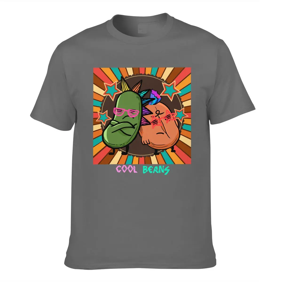 

Mens tshirts cool beans Pattern Cotton Soft Breathable Mens t shirts Top Casual Fashion Outdoors Camping Cartoon Style Male Tees