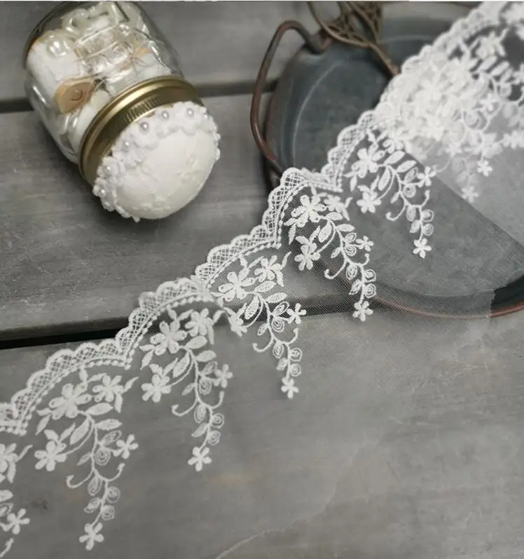 2 метра тюль цвета слоновой кости с цветочным рисунком хлопковая кружевная