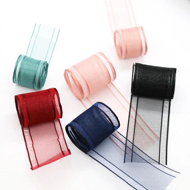 20 м органза лента рулон прямой край для рождественской елки деко пляжная шляпа