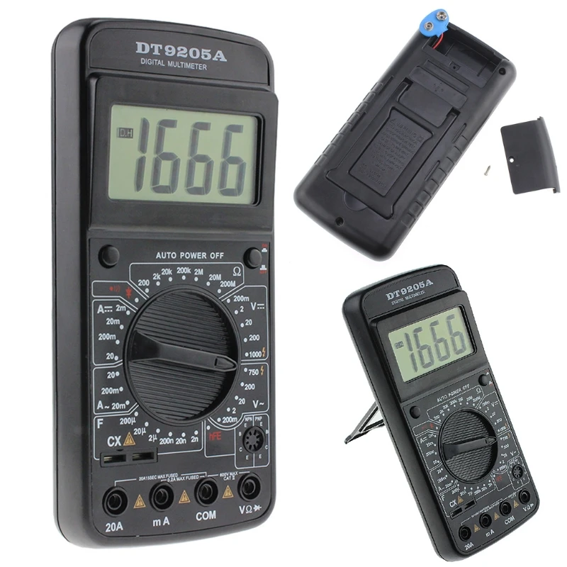 DT9205A Цифровой мультиметр AC/DC Вольтметр Амперметр Сопротивление измеритель