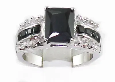 DYY Free&gt AAA настоящий черный турмалин Танзанит серебро класс Размер 7 #8 #9 # |