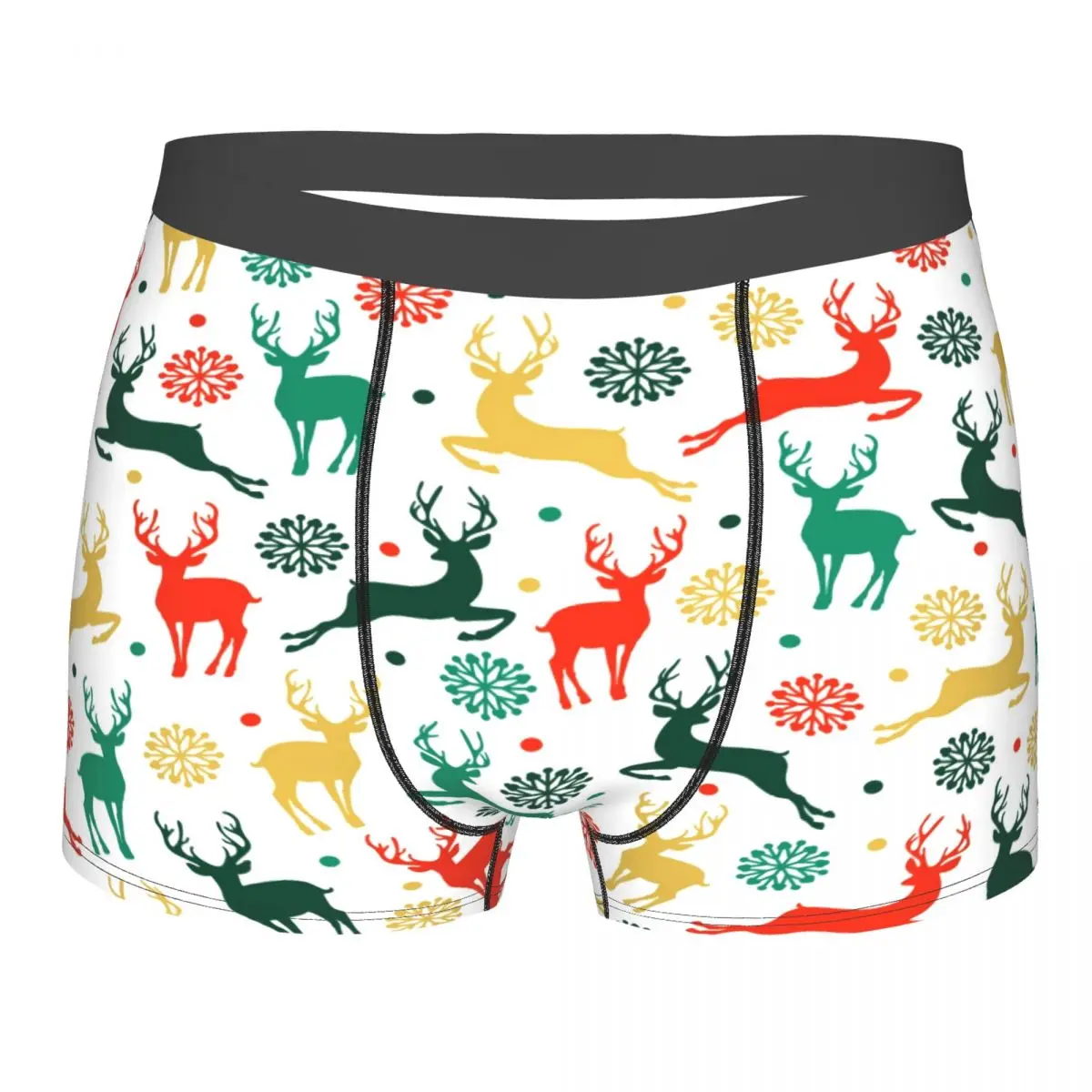 

Boxershorts Men Comforable Panties Set Christmas Rein Deers And Snowflakes Underwear Man Boxer