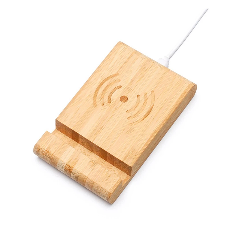 

Qi Wireless Charger Induction Charging Docking Station Chargeur Bamboo Wood Charger Station for iPhone 13 Xiaomi Huawei