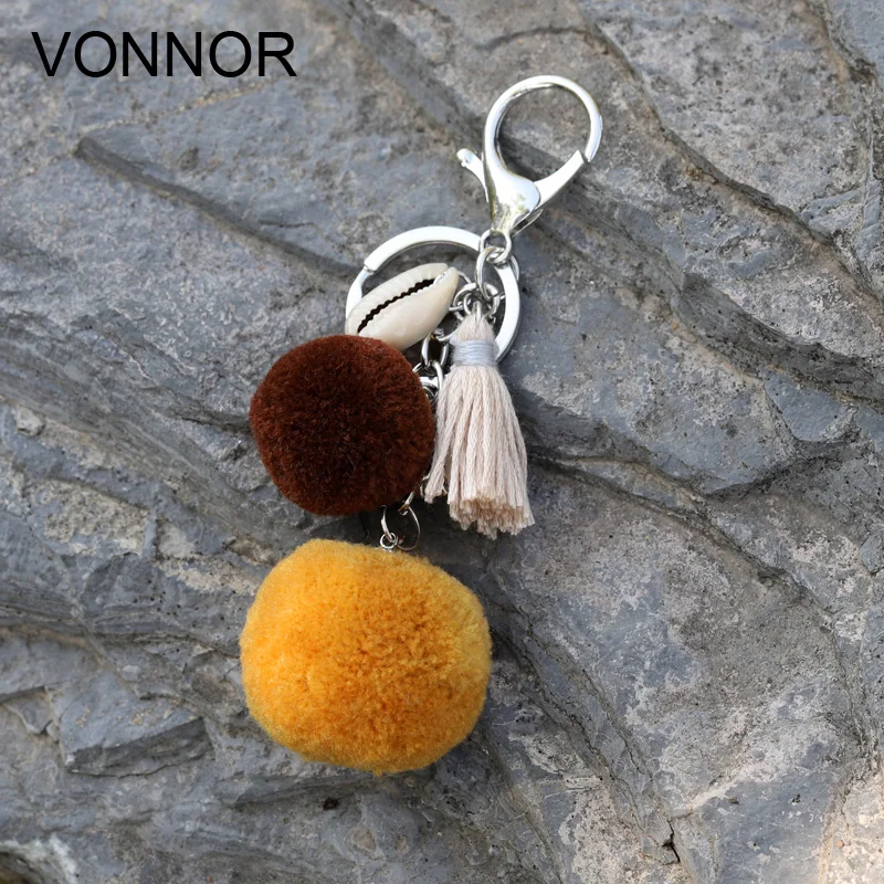 Женский ювелирный брелок VONNOR модный в богемном стиле с плюшевой подвеской и