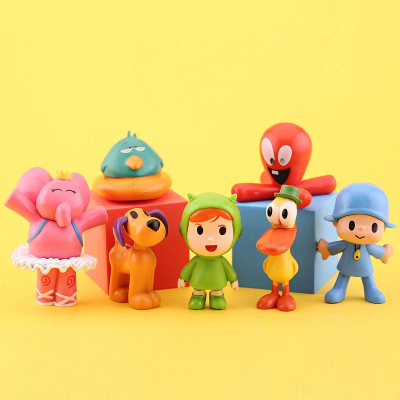 7 шт./компл. Kawaii Pocoyo игрушечные животные птица утка слон кукла модель игрушка